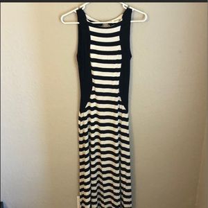 Monochrome striped maxi dress